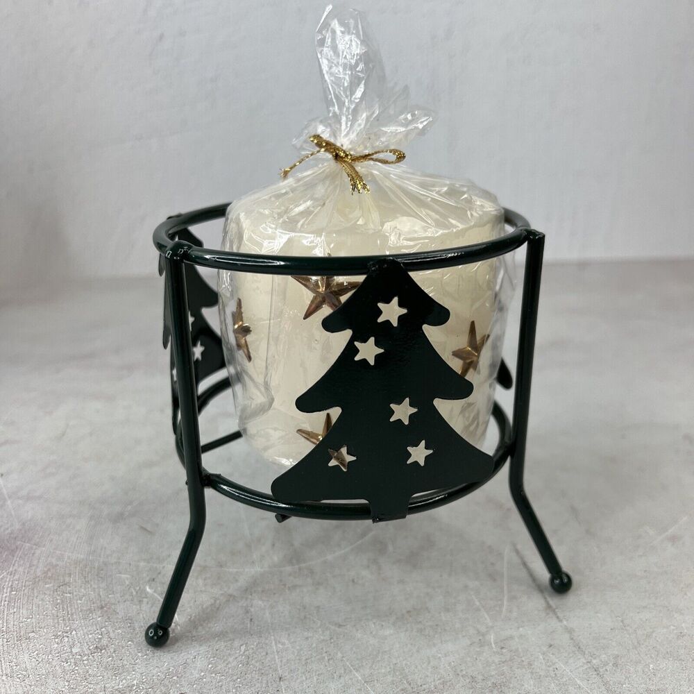 Metal Christmas tree candle holder With Candle Holiday Decor‎ Country MCM